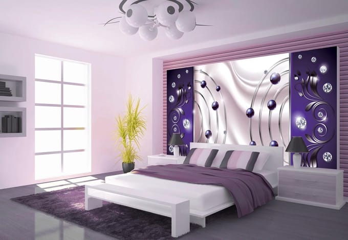 Purple Diamond Abstract Modern Photo Wallcovering