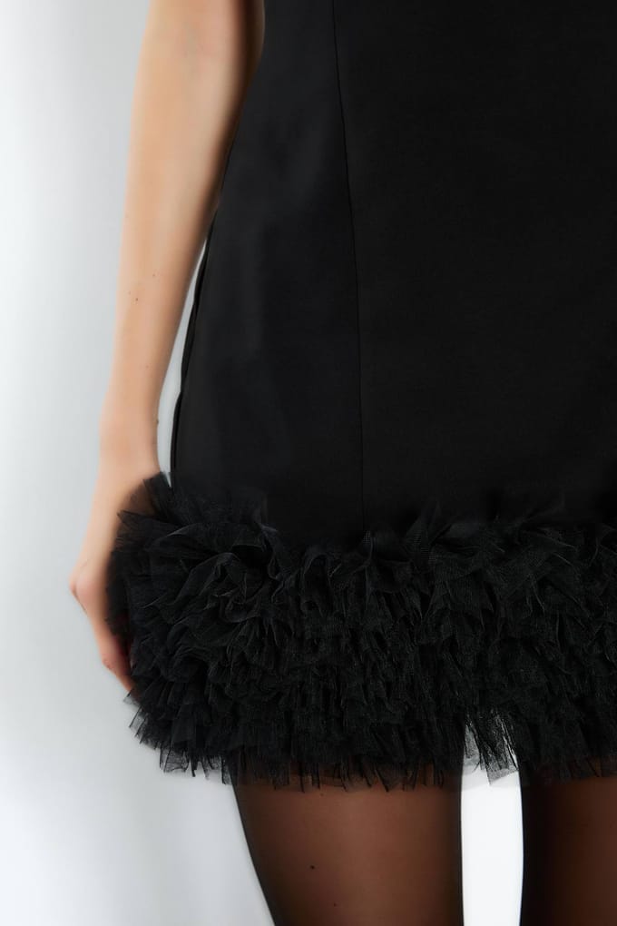boohoo Dames Minijurk met rucheszoom | Black | Maat: 14