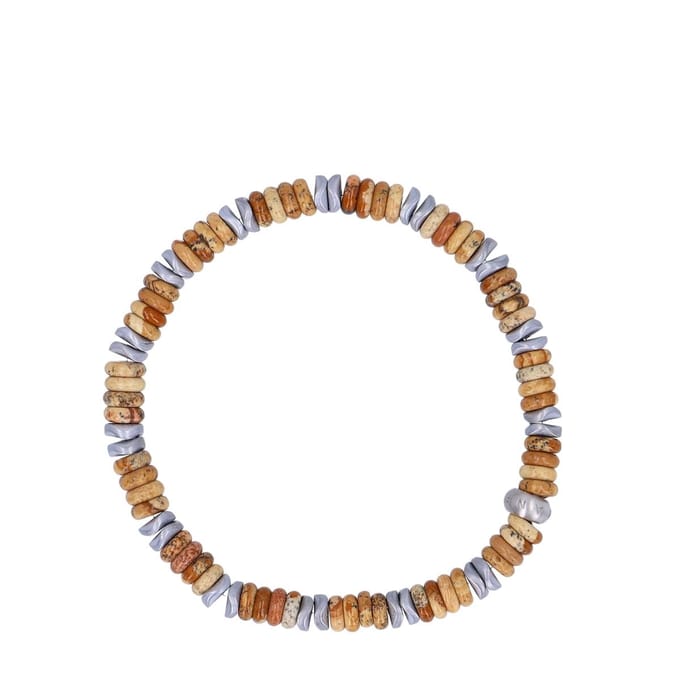 Manfield - Heren - Beige kralenarmband - Maat 1