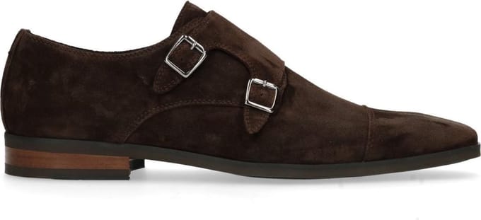 Manfield - Heren - Donkerbruine gespschoenen van suède - Maat 41