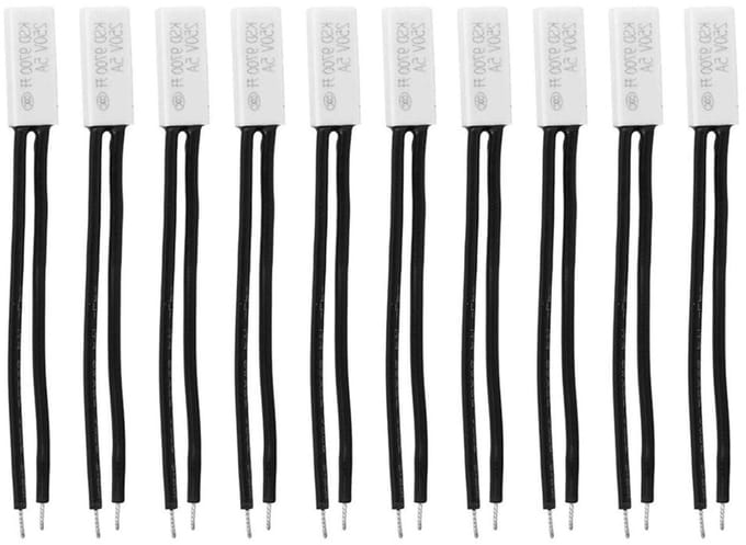 Temperatuurregeling schakelaars set van 10 stuks, normaal open thermische bescherming met plastic sonde tot 60 ℃