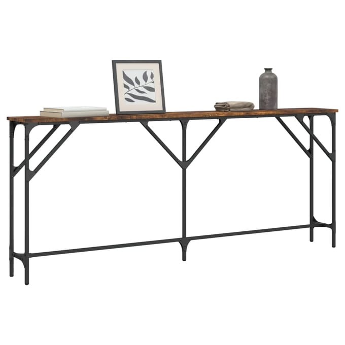 vidaXL - Wandtafel - 180x23x75 - cm - bewerkt - hout - gerookt - eikenkleurig