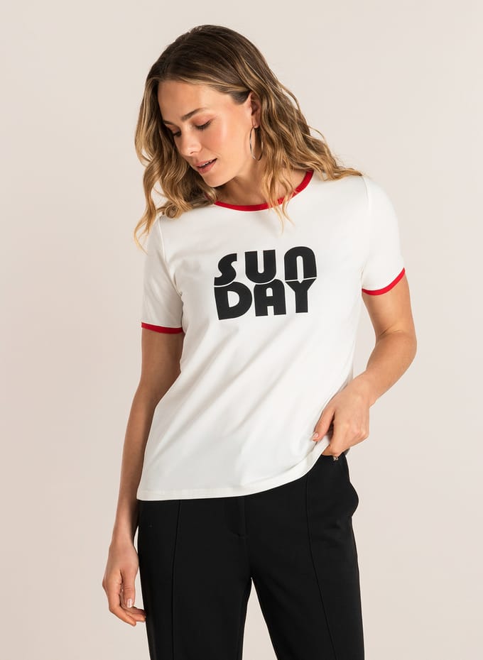 IVY BEAU Semma Tops - Off White/Red - maat 38