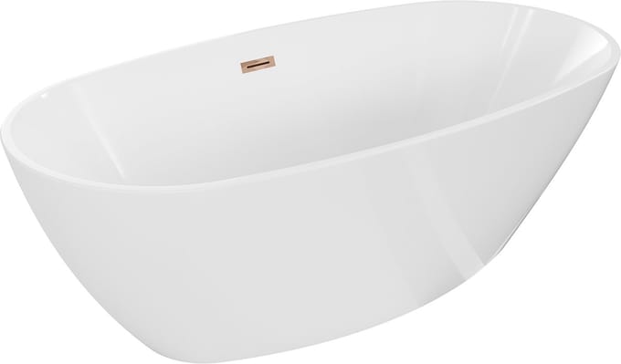 Mexen Eris vrijstaand bad 155 x 80 , wit, overloop roze goud - 53441558000-60