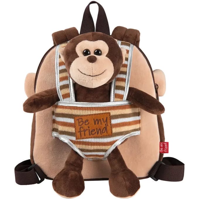 Omkeerbare rugzak met knuffel voor meisjes Perletti Max Monkey