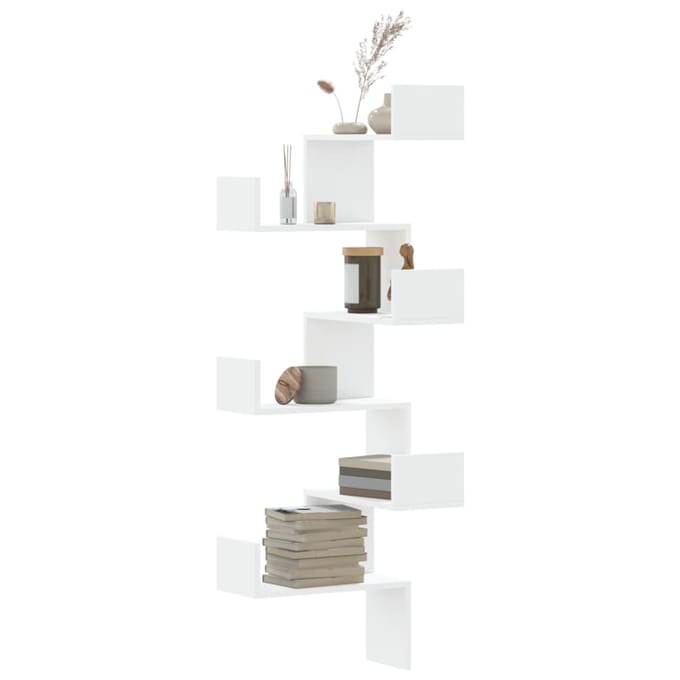 vidaXL - Hoekwandschap - 45x45x147 - cm - bewerkt - hout - wit