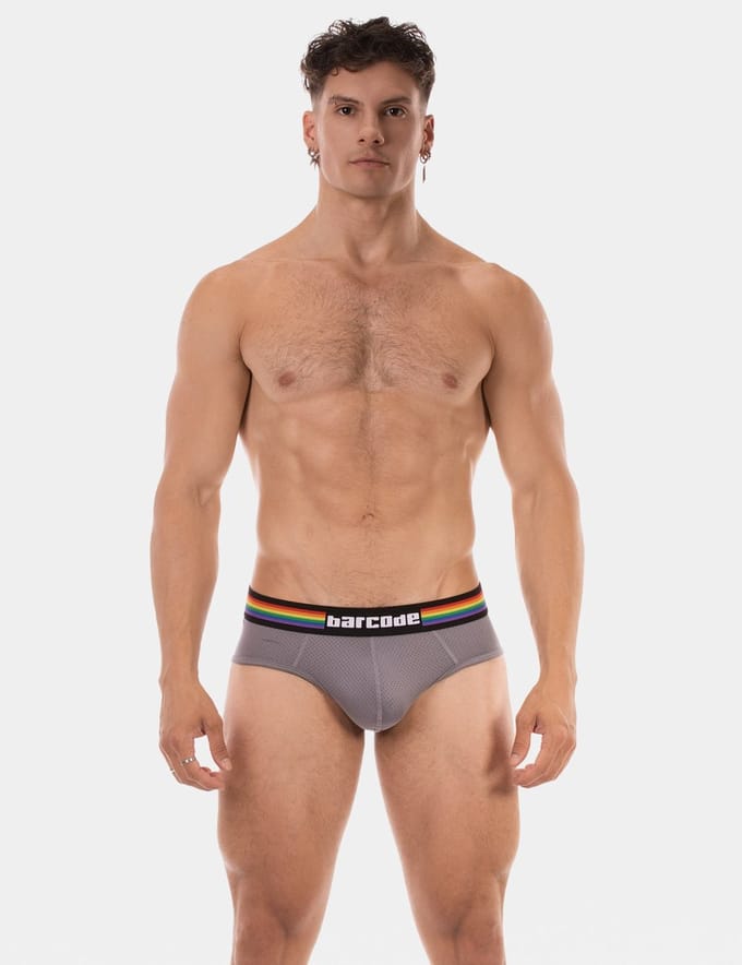 Barcode Berlin Pride Brief Grey - MAAT S - Heren Ondergoed - Slip voor Man - Mannen Brief