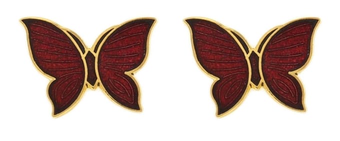 Behave - Oorringen dames - vlindermotief - rood - 1,5 cm