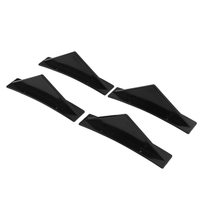 4 stuks Achterbumper Diffuser ABS Gebogen Glanzend Zwart Spoiler Haaienvin Universeel voor Auto black