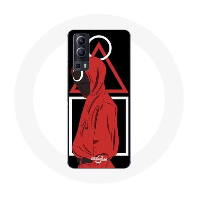 Vivo Y72 hoesje Squid Game logo symbolen driehoek vierkante cirkel zwarte achtergrond