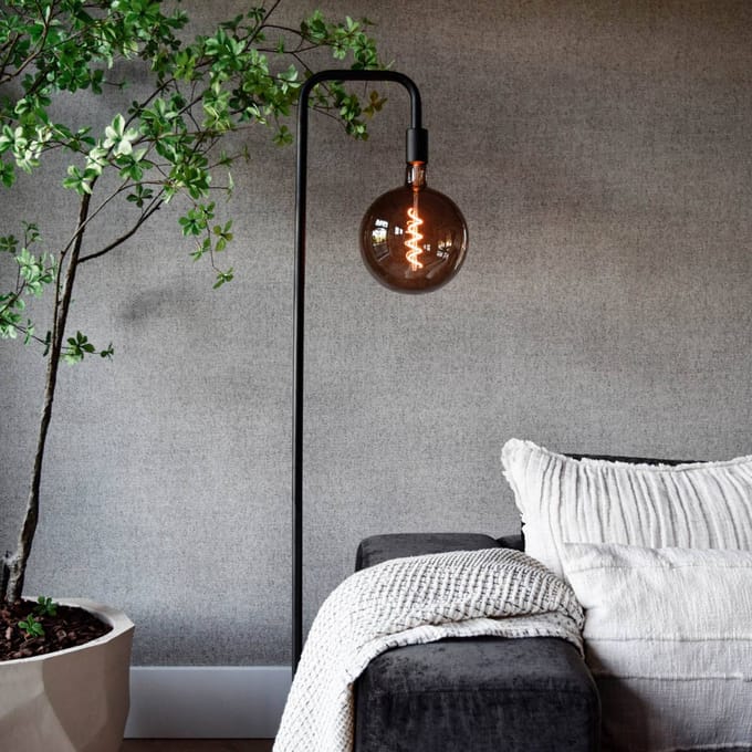 Calex U-Line Vloerlamp Woonkamer - Industrieel - Staande Lamp met E27 Fitting - Zwart - Excl. lichtbron
