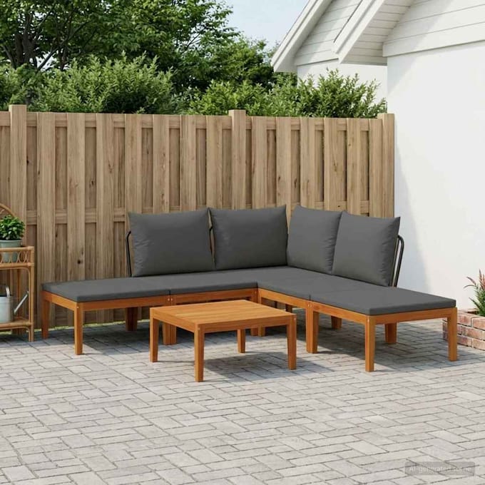vidaXL - 6 - st - Massief - acaciahout - & - touw - Naturel