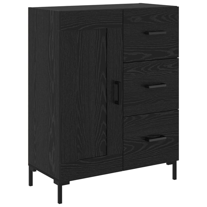 vidaXL - Dressoir - Zwart - eiken - 69.5 - x - 34 - x - 90 - cm - Bewerkt - hout