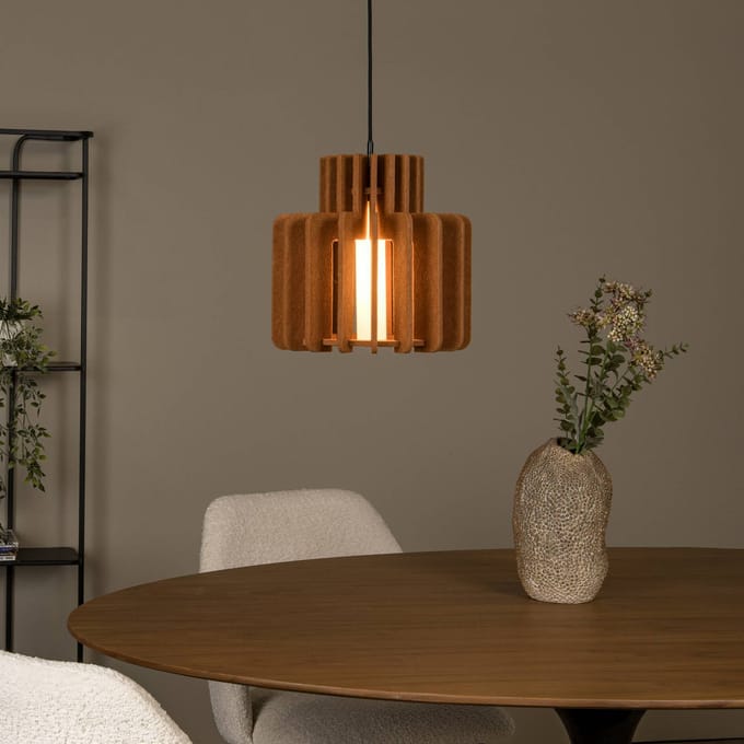 Lucide hanglamp Rollo, terracotta, Ø 40 cm, stof/metaal/glas
