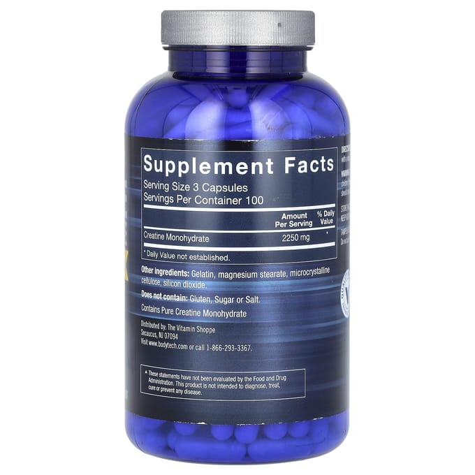 BodyTech, Monohydrate de Créatine, 750 mg, 300 Capsules