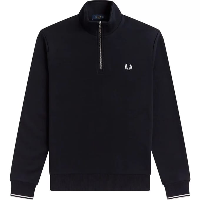 Fred Perry Half Zip Trui Navy Blauw - Maat L - Heren - Schipperstrui