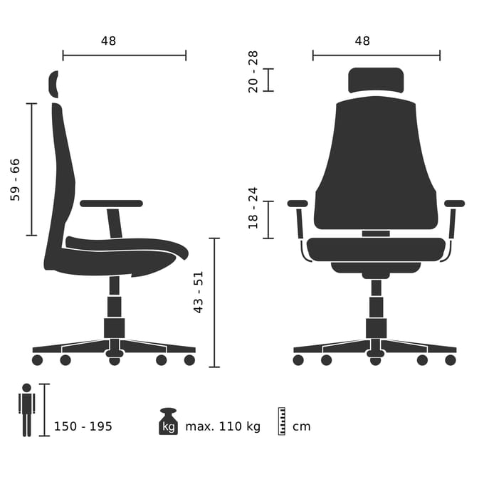 HJH SOLUTION DELUXE HEAD AL.U2 - Professionele bureaustoel Zwart