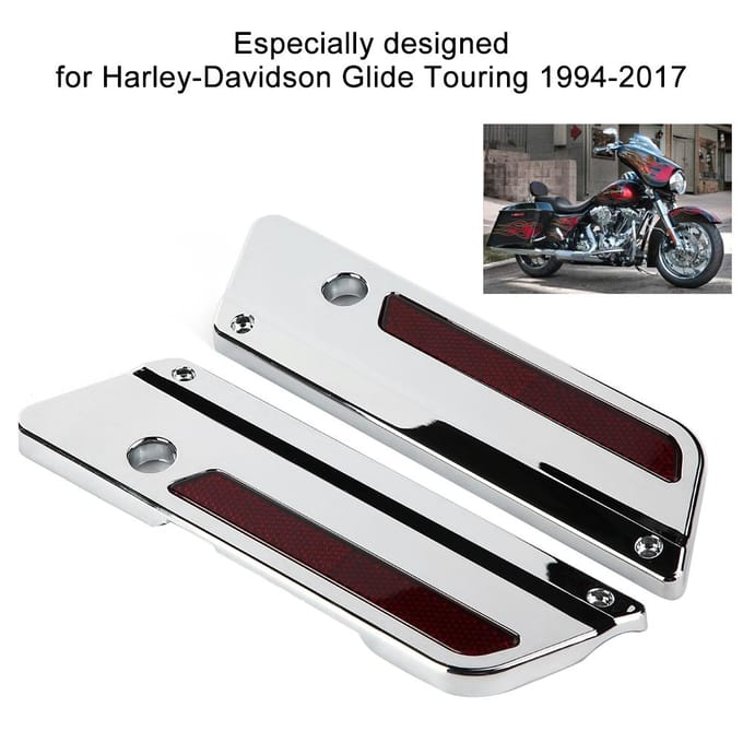 2 stuks Motorfiets Zijkoffer Sluiting Cover Reflectoren voor Glide Touring 19942017 black