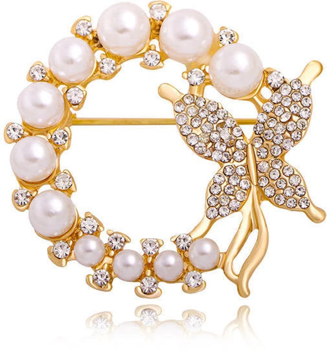Vlinderbroche - Elegante Broche met Parel | Twinolo