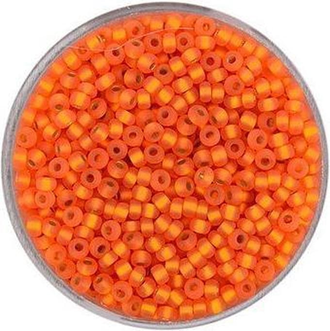 9554-4 Rocailles oranje mat zilverkern 2.6mm