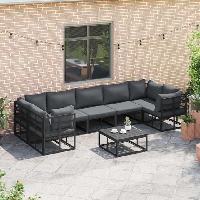 vidaXL - Tuinbank - Set - 7 - st - Zwart - Aluminium