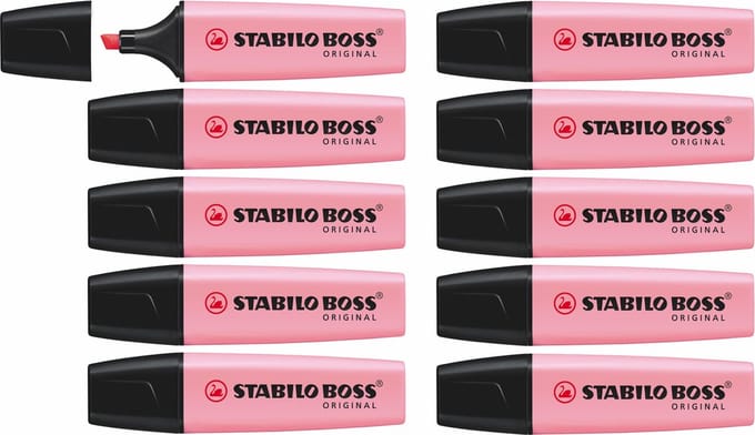 STABILO BOSS ORIGINAL Pastel - Markeerstift - Poeder Roze - Doos 10 stuks