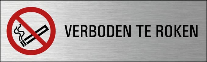 Verboden te roken deurbordje met zelfklevende strip