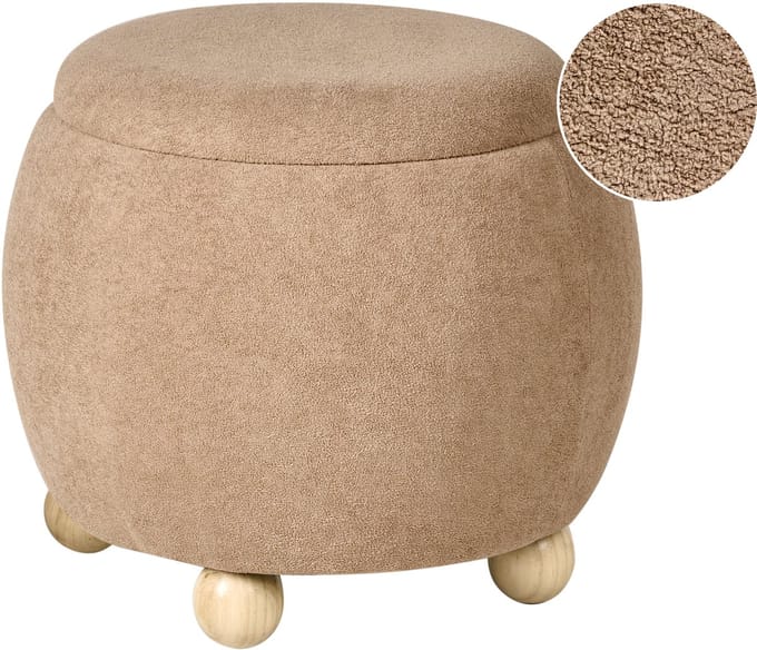 ANNABELLA - Poef met opbergruimte - Lichtbruin - Bouclé
