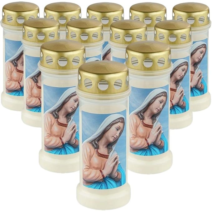 Lanterne Bougie Marie Prieuse Bolsius avec Couvercle en Métal 70h 12 Pièces