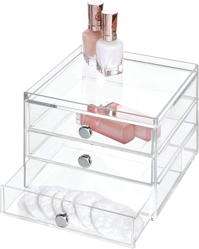 Famanu – Smalle stapelbare lade-organizer met 3 transparante laden