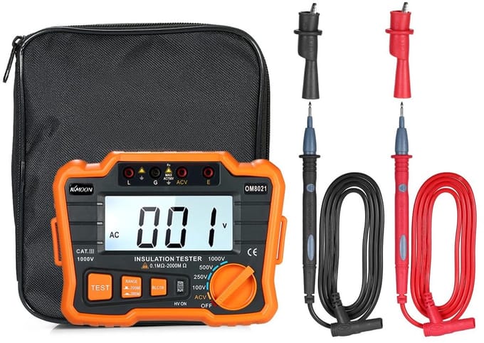 Isolatietester - Isolatiemeter - Elektrisch Testen - Instelbare Spanning - Tot 2000MΩ - Zwart Oranje