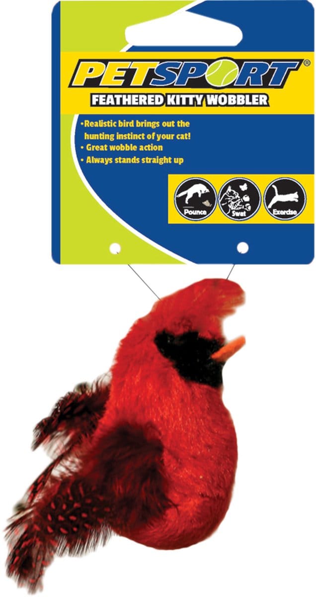 Feathered Kitty Wobbler rood Speelgoed voor katten - Kattenspeelgoed - Kattenspeeltjes