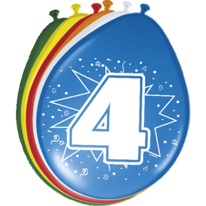 Folat BV Number Balloons 4 years 8pcs.