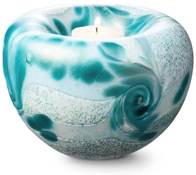 Urn van Glas As-in-glas Mini Glasobject Keepsake Gedenkobject Tealight Waxinelicht waxinelichthouder Urn Glazen Kunst As Mint Opaque