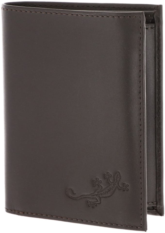 oxmox Leren portemonnee Leather RFID Protect Kombibörse Lizard 2.0 Embossed Brown donkerbruin