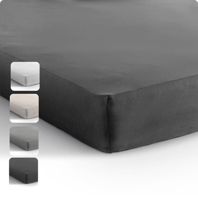 Sleeptime Hotel Jersey Hoeslaken - Eenpersoons 80/90x200 cm - Hoekhoogte 30 cm - Stretchkatoen - Antraciet