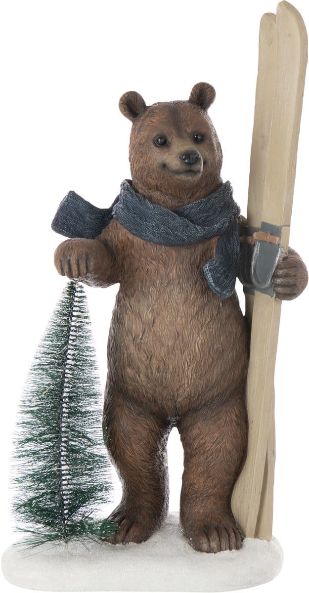 J-Line figuur Beer Boom + Ski - polyresin - mix - LED lichtjes