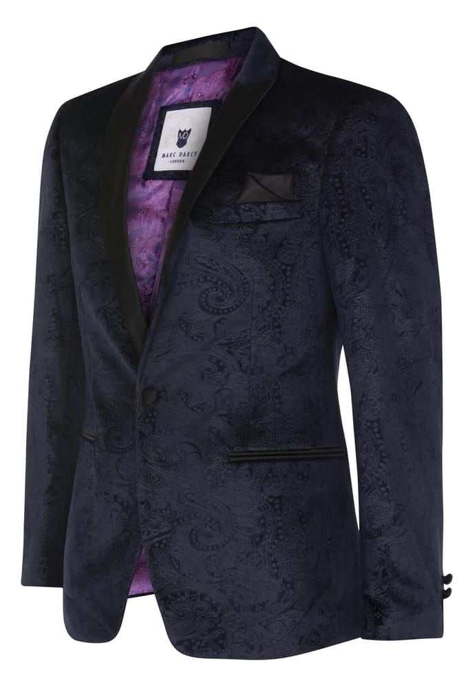 Marine fluwelen paisley blazer dinerjack voor heren