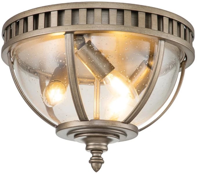 Kichler LED Plafond Buitenlamp Halleron | 3X E14 Max 40W | IP44 | Dimbaar | Burnished Bronze