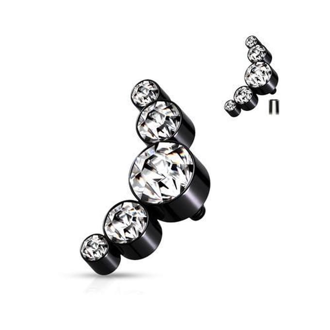 Dermal top 5 rondjes zwart 1.2mm - LMPiercings