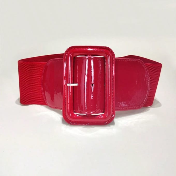 Rode elastische tailleband voor casual trenchcoat elastisch eenvoudige zwarte brede riem rood