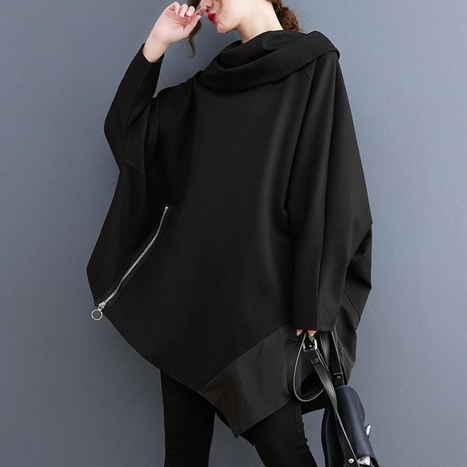 Damesmode Winter Trui met Pile Kraag Lange Mouw Pullover Hoodie Jas Casual Jas met Capuchon Jumper One size zwart