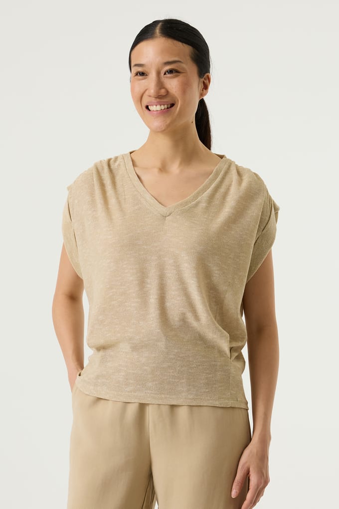 GARCIA Dames Effen T-shirt Bruin Korte mouw