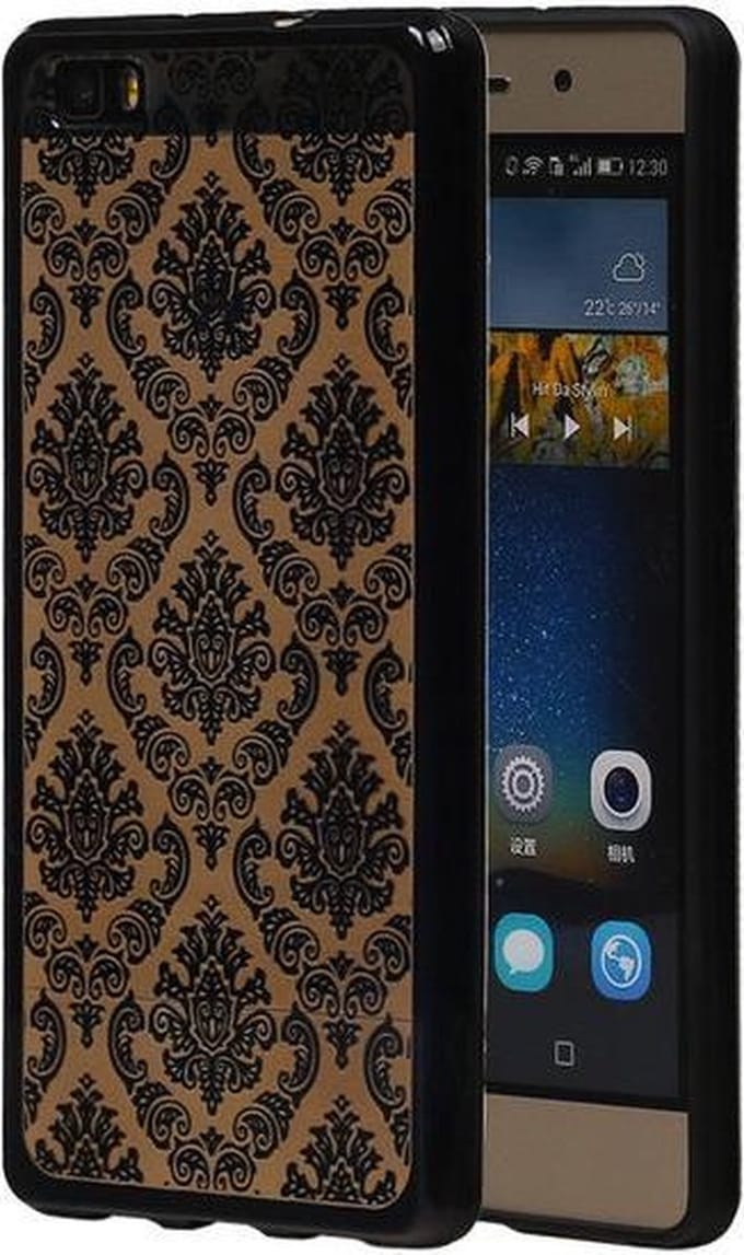 Zwart Brocant TPU back case cover hoesje voor Huawei P8 Lite