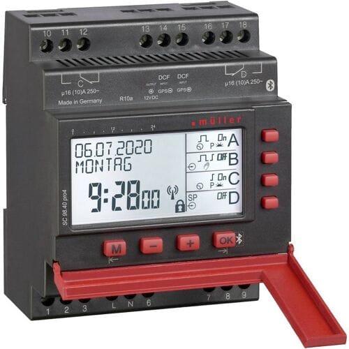 Müller SC 98.20 pro4 12-24V ACDC DIN-rail schakelklok Digitaal 230 V 4000 W