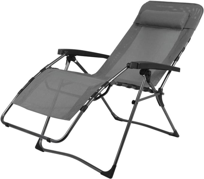 Tuinstoel met Voetsteun - Relaxstoel Ligstoel - Buiten Ontspannen - Zero Gravity Effect - 120 kg - Grijs