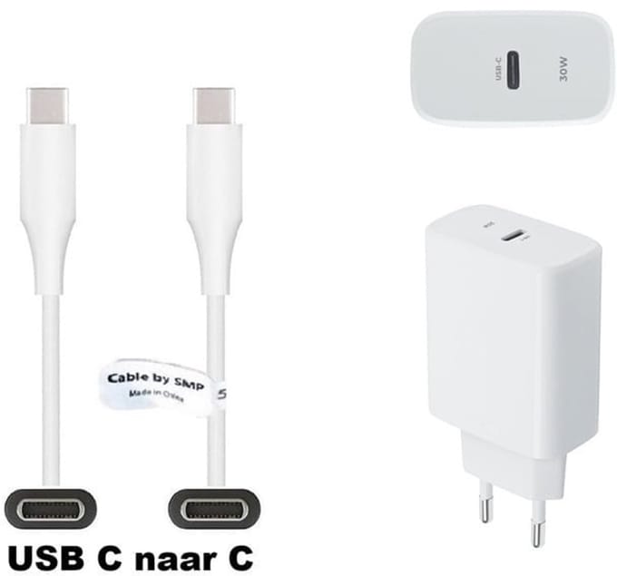 OneOne 30W super snellader. Oplader met Sterke 0,2m OneOne USB C naar C kabel. Universele PD lader adapter past op Apple iPhone 15, iPhone 15 Plus, iPhone 15 Pro, iPhone 15 Pro Max, iPhone 16, iPhone 16 Plus , iPhone 16 Pro