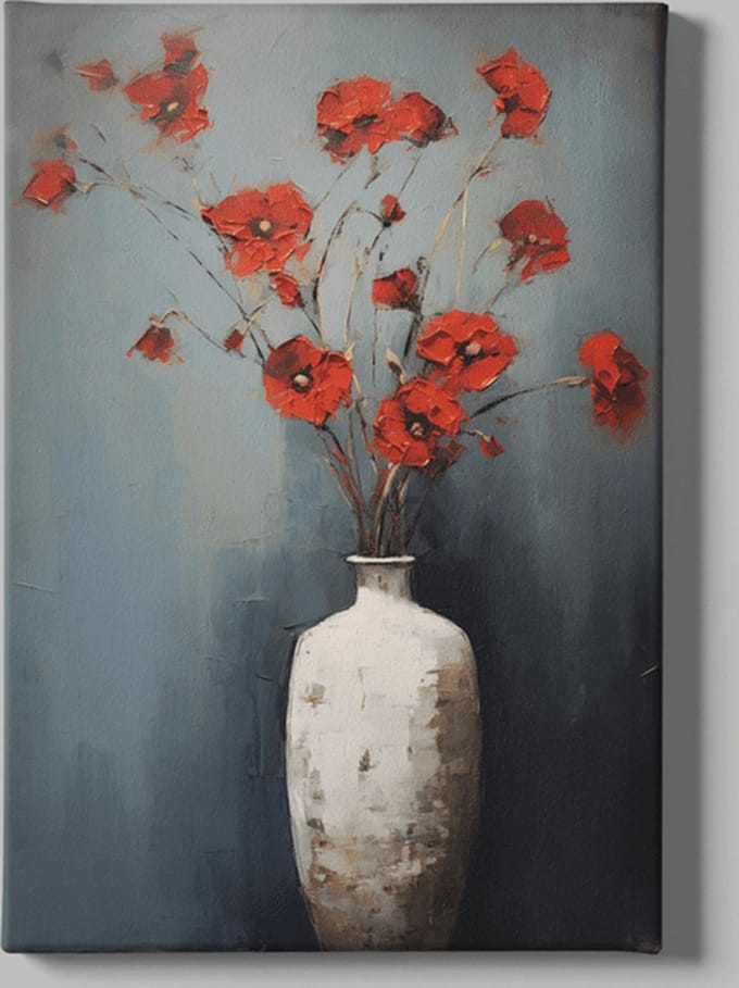Canvas Schilderij - Olieverf Bloemen - Kunst - Wanddecoratie - 150x100x2 cm