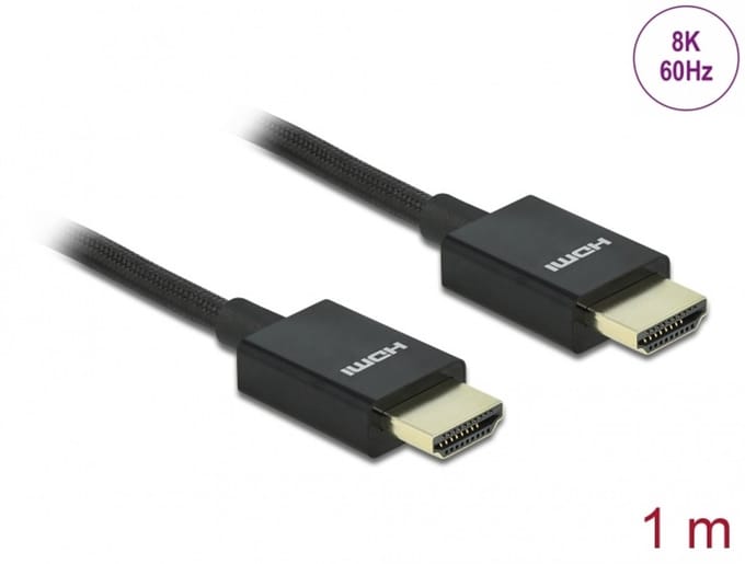 Delock Coaxial High Speed HDMI Cable 48 Gbps 8K 60 Hz black 1 m