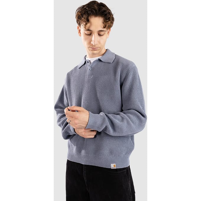 Carhartt WIP Miles L/S Polo Gebreide Trui blauw